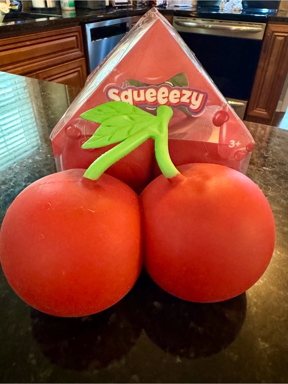 Sunny Days Squishy Cherries  - Red with Green Stem